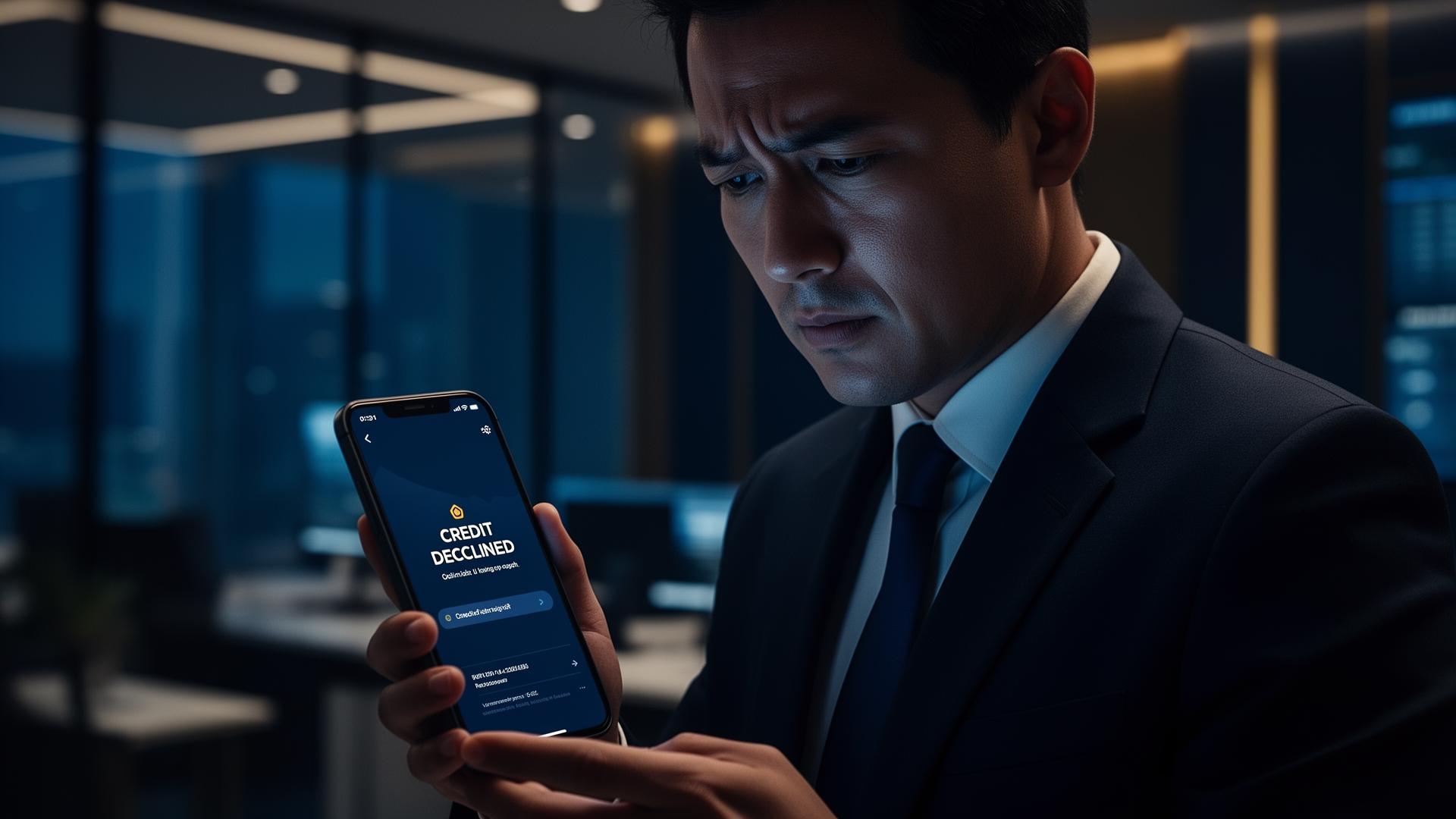 Pessoa olhando aprovação de crédito negada no celular